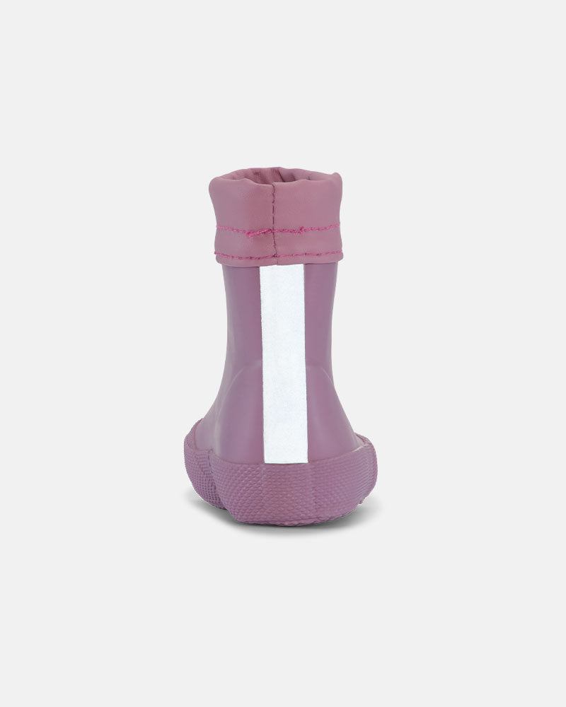 Superweiche Barfuß Gummistiefel von Bundgaard, Cover in Rosa mit Reflektorstreifen, Ansicht von hinten