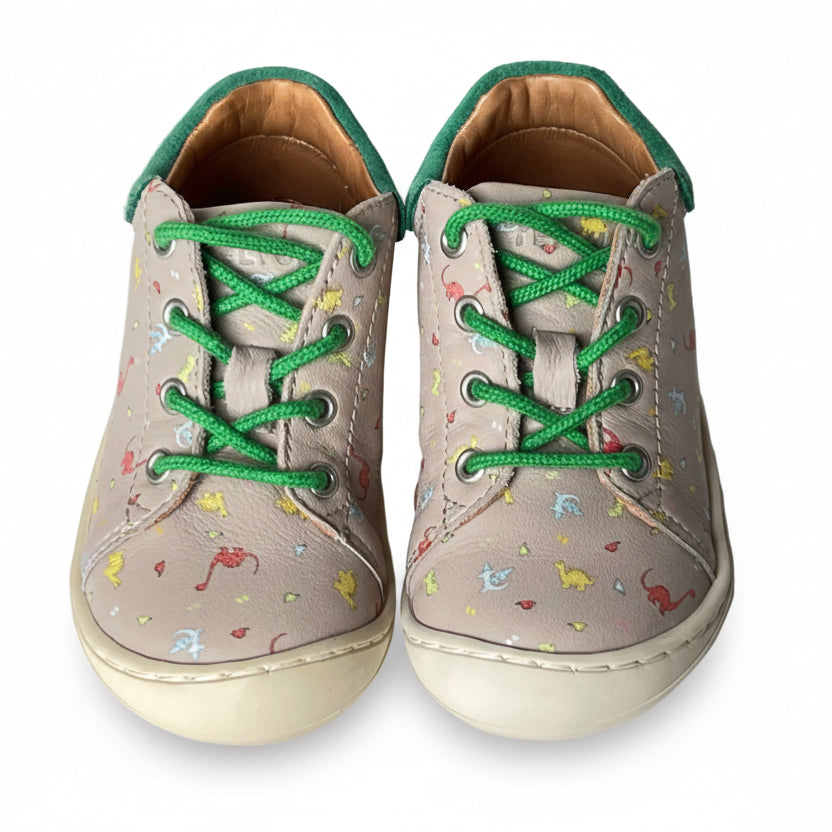 Telyoh Barefoot Y01148 Schnür Lauflerner Dino Mouse beige - keks.