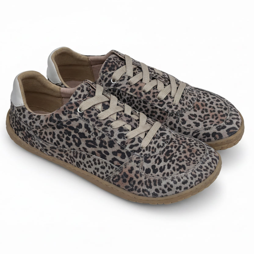 Telyoh Barefoot Y01231 Jesse Barfuß-Sneaker zum Schnüren Leo Sand Suede