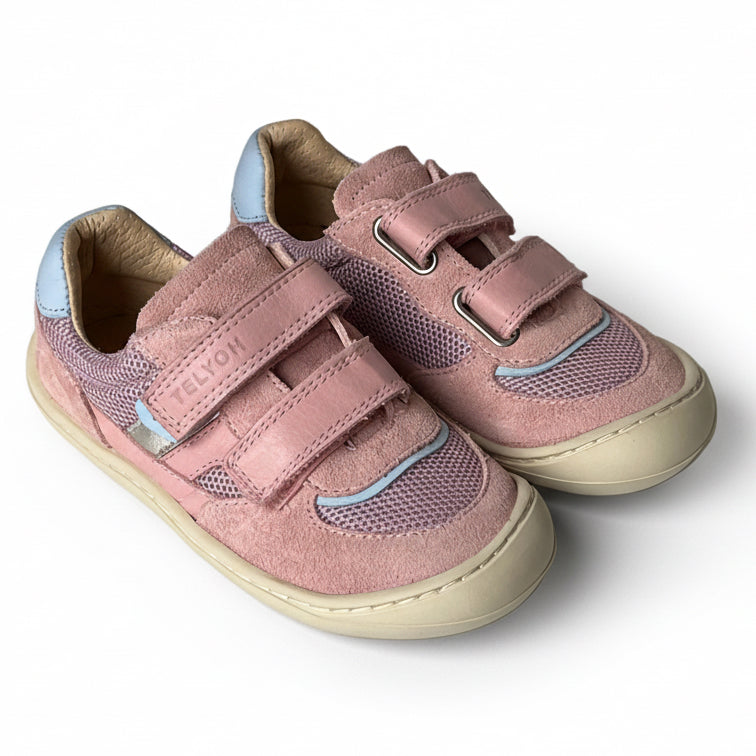 Telyoh Barefoot Y01142 Halbschuh Mesh mit Klettverschluss Rosa Hellblau