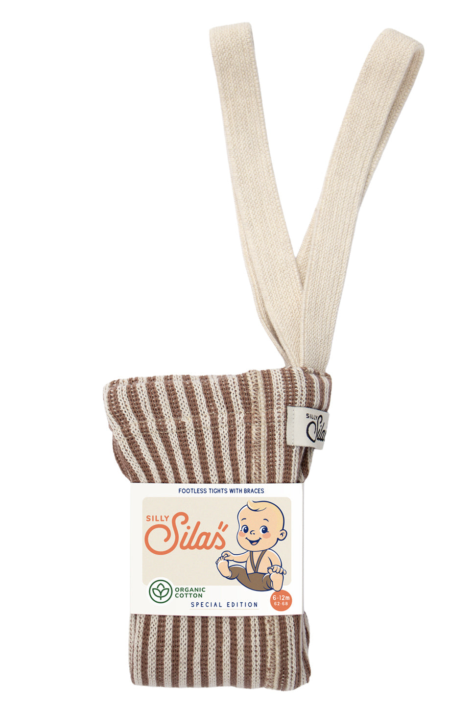Silly Silas Special Footless Strumpfhosen mit Trägern Granola x Cream Striped