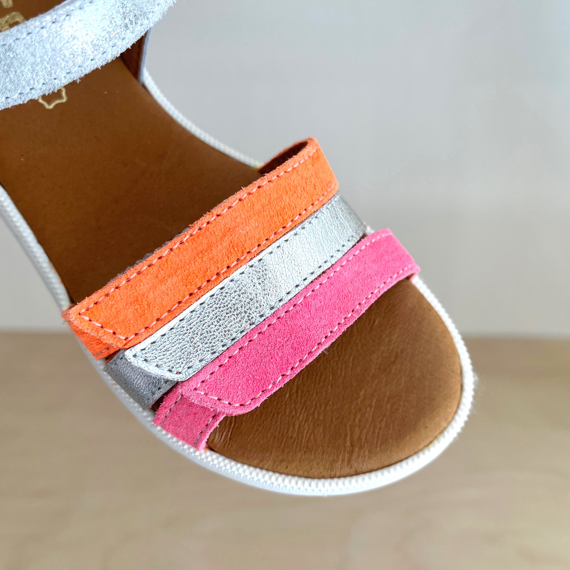 GBB Sandale mit Klettverschluss Oceane Silber Pink