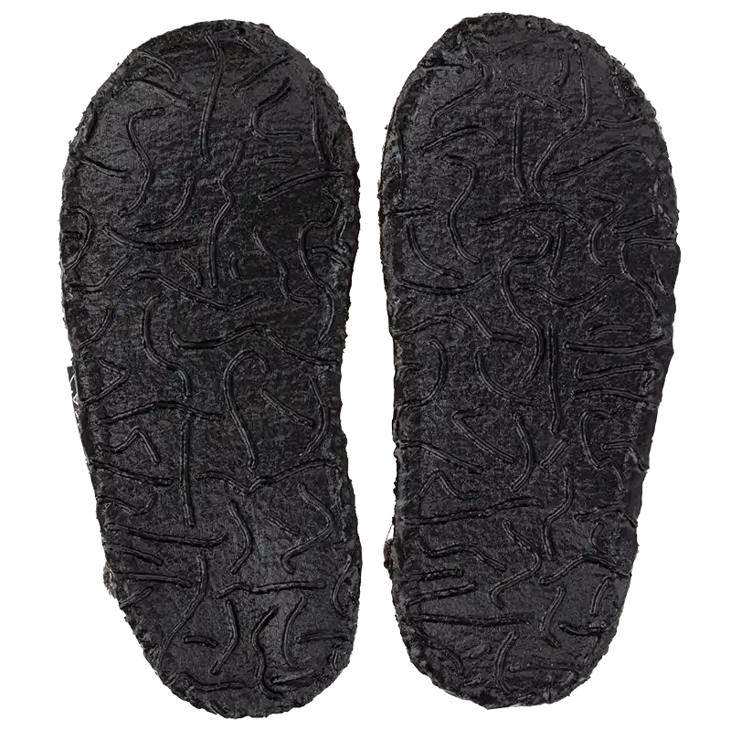 Weiche Nanga Monster Hausschuhe aus Wolle. Kinderhausschuhe mit Gummiband, Ansicht der Sohle