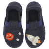 Weiche Nanga Hausschuhe mit Rocket Boy Raketenmotiv aus Wolle. Kinderhausschuhe mit Gummiband, Ansicht von oben
