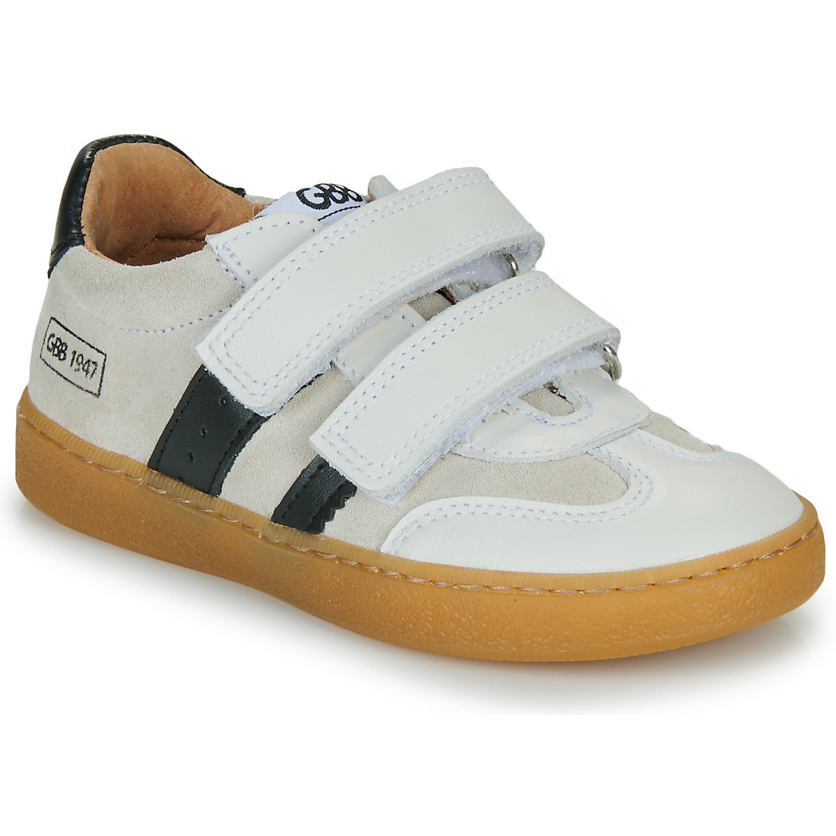 GBB Karine white sneakers with velcro straps, featuring a sleek design and durable construction for everyday wear.