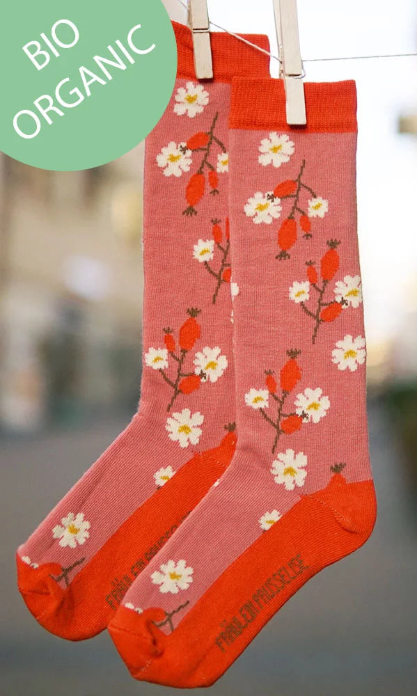 Fräulein Prusselise Bio Socken Hagebutte rosa-orange - keks.