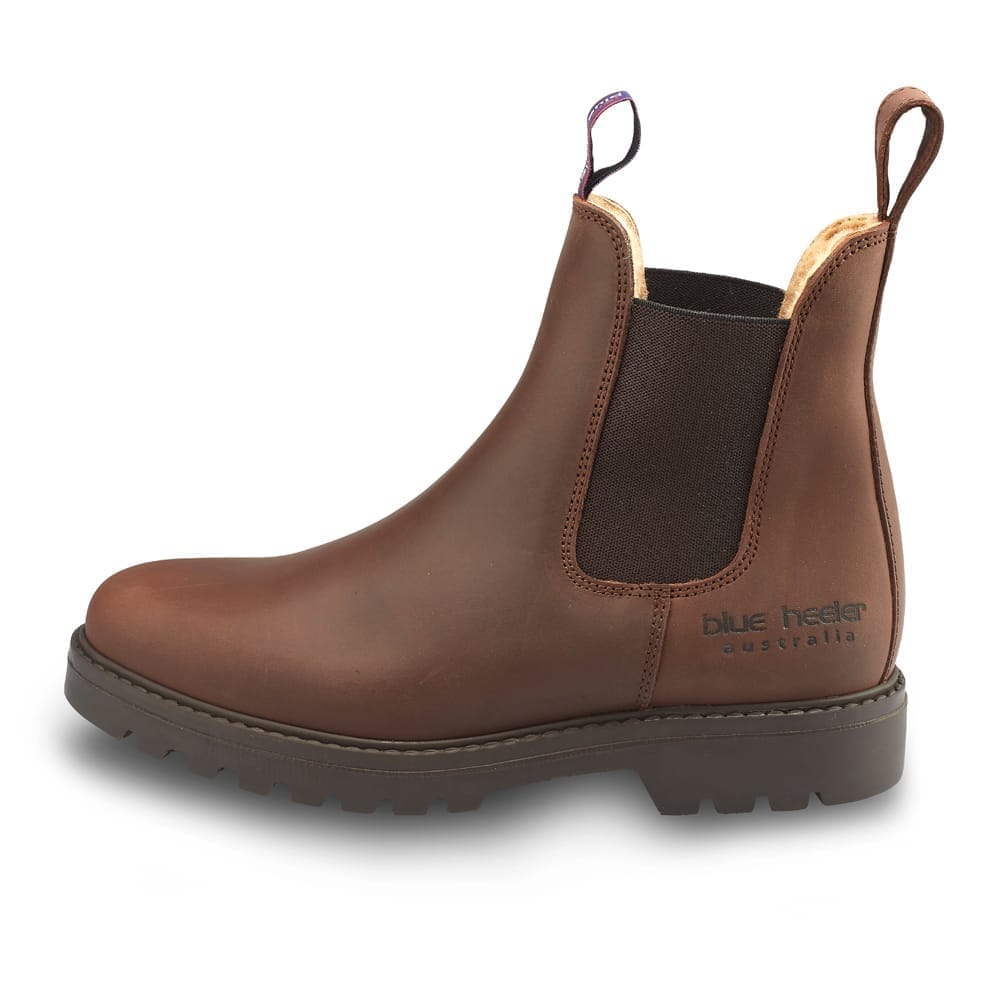 Blue Heeler Derbe Chelsea Boots JACKAROO BROWN mit Lammfell WARM - keks.