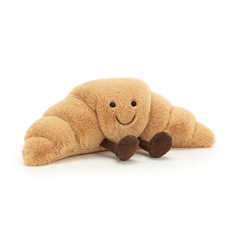 Kuscheliges Gebäck Croissant Kuscheltier mit Beinen und Gesicht von Jellycat , Ansicht von hinten
