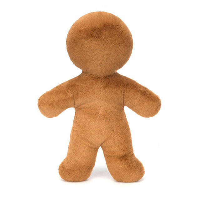 Jellycat Jolly Gingebread Fred Large (2024) Kuscheltier - braun in Lebkuchenmann-Form mit weißen Zuckerschrift-Details und einer rot karierten Schleife am Hals, ideal als Deko in der Weihnachtszeit oder zum Kuscheln für Groß und klein, jetzt online kaufen oder im keks. Bielefeld.