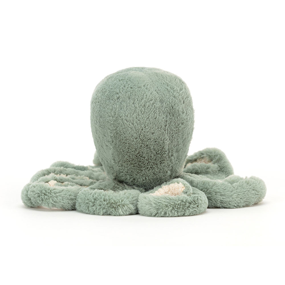 Kuscheliges Oktopus Odyssey Kuscheltier von Jellycat in Mint, von hinten