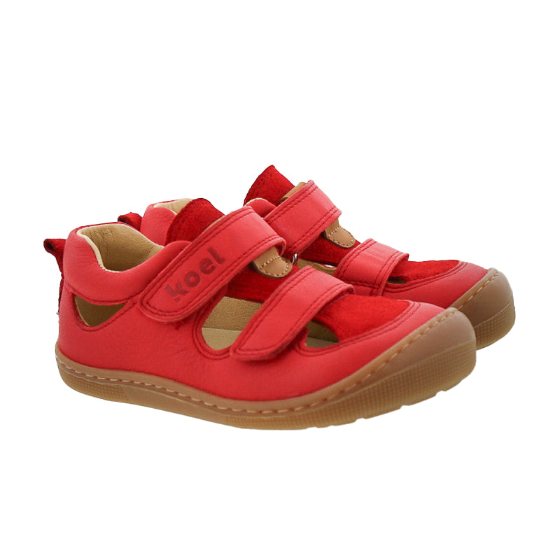 Koel Barefoot Kato Nappa Barfuß-Sandale mit Klettverschluss Rot