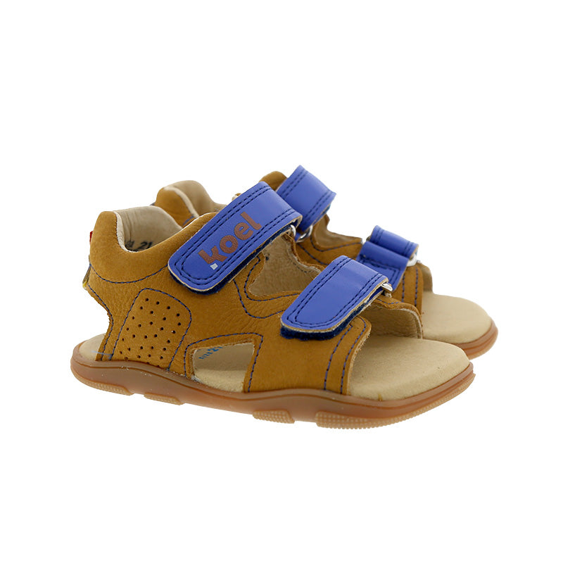Koel Barefoot Ova Barfuß-Sandale mit Klettverschluss Cognac Blau