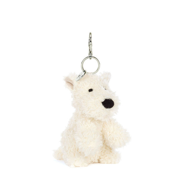 Jellycat Munro Scottie Dog Bag Charm weißer Hund Schlüsselanhänger - keks.