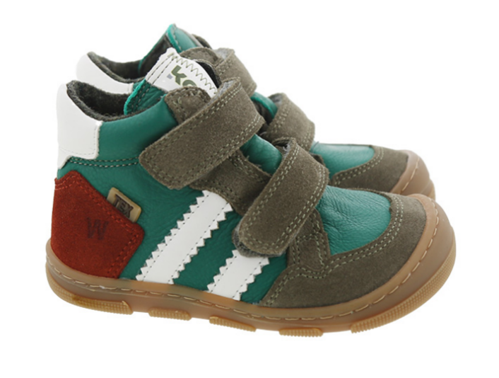 Koel Barefoot Kali Leather wasserdichter Barfußschuh mit Klettverschluss Green Wollfilz-Futter