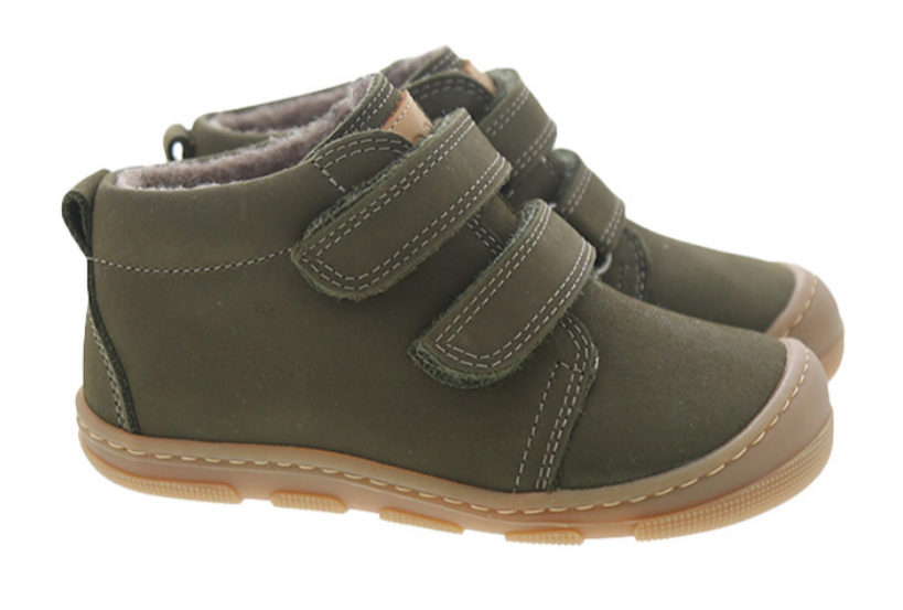 Koel Barefoot Kari Wool wasserdichter Barfußschuh mit Klettverschluss Green Wollfilz-Futter