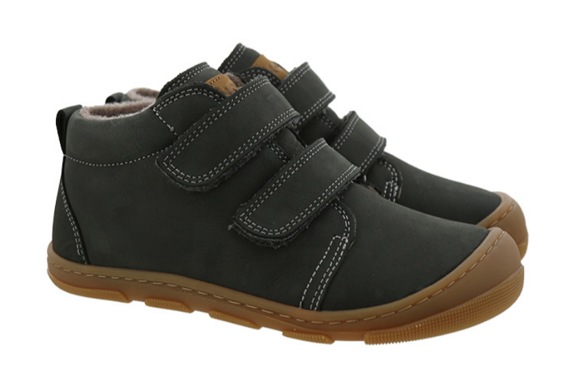 Koel Barefoot Kari Wool wasserdichter Barfußschuh mit Klettverschluss DK Grey Wollfilz-Futter