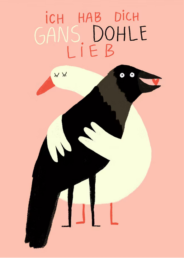 Postkarte Dohle Lieb - keks.