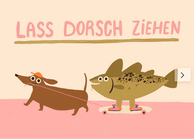 Postkarte Lass Dorsch ziehen