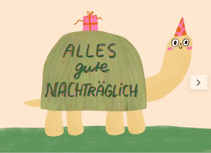 Postkarte Alles Gute nachträglich - keks.