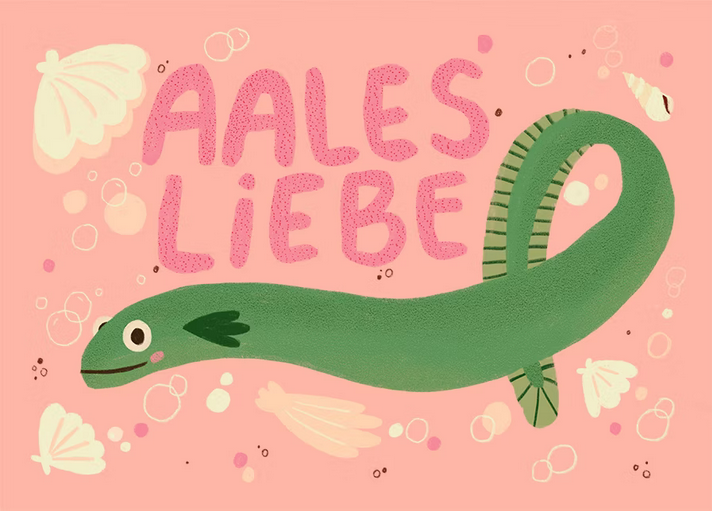 Postkarte Aales Liebe