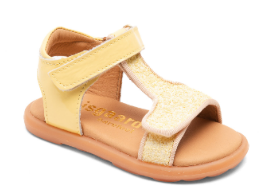 Bisgaard Barefoot Vilde Sandale mit Klettverschluss Buttergelb - keks.