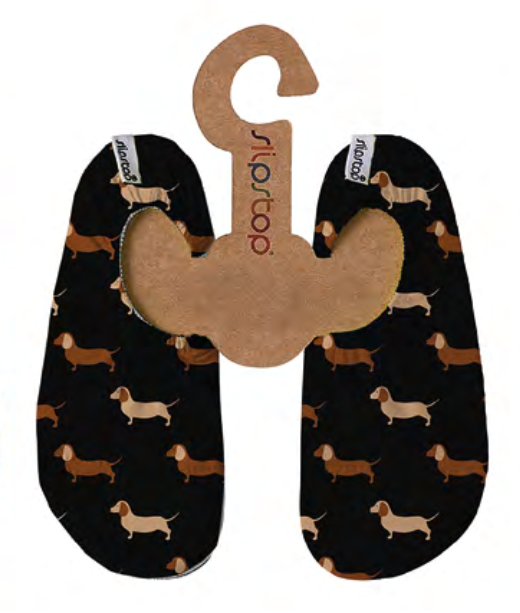 Slipstop Wasserschuhe Badeschläppchen in Schwarz mit Teckles, flexible Schuhe für Wasseraktivitäten und Strand.