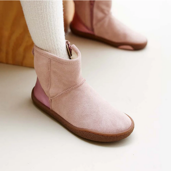 Groundies Barefoot Kids Mini Cozy Rose Winterschuhe mit Wollfutter, kindgerechte Mini Cozy Schuhe für kalte Tage