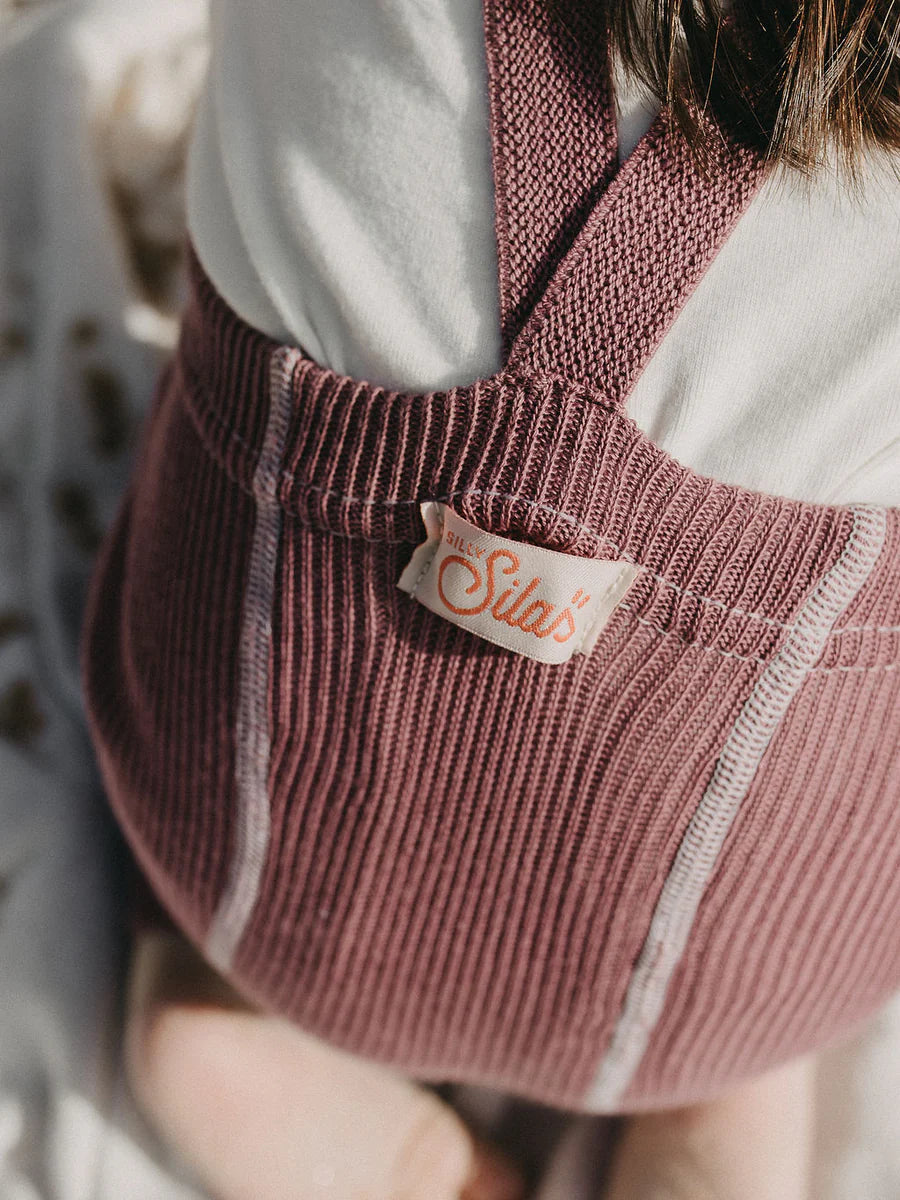 Silly Silas Retro Ribbed Footless Strumpfhosen mit Trägern Acai Smoothie