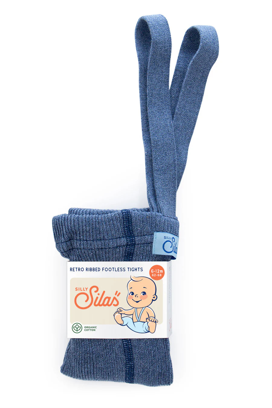 Silly Silas Retro Ribbed Footless Strumpfhosen mit Trägern Steel Blue Blend