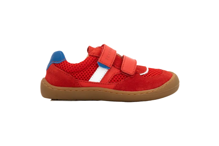 Telyoh Barefoot Y01142 Halbschuh Mesh mit Klettverschluss Rot Dunkelblau - keks.