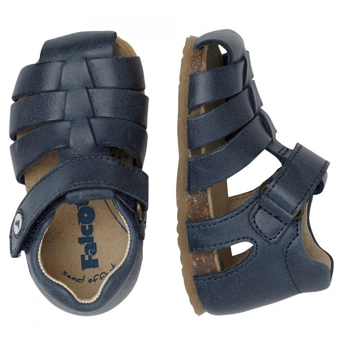 Falcotto Alby Sandale mit Klettverschluss in Blau, bequeme Kindersandalen mit strapazierfähigem Material, für sommerliche Tage.