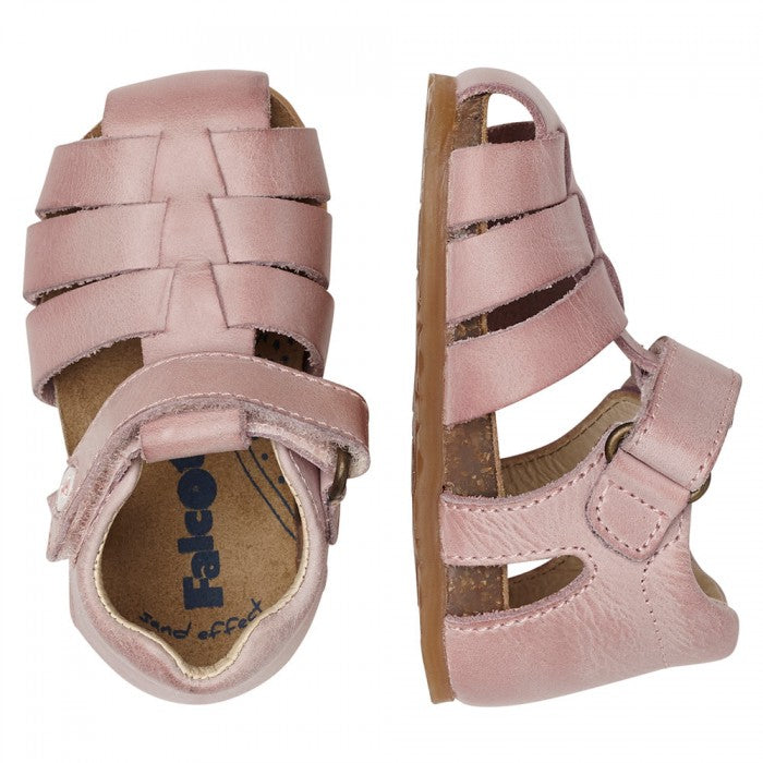 Falcotto Alby Sandalen mit Klettverschluss in Pink, bequeme Kinderschuhe aus weichem Material, ideal für den Sommer.