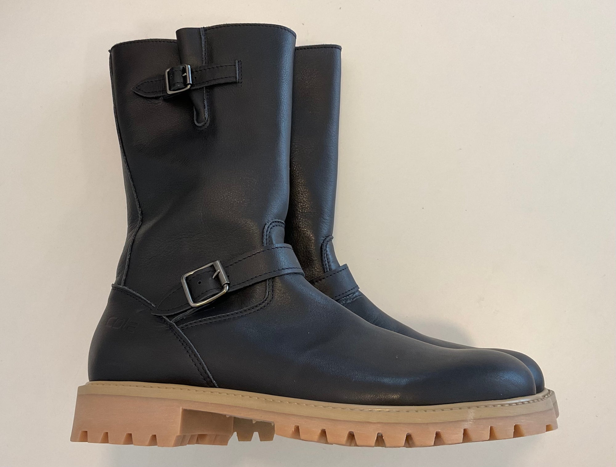 Cole Bounce Restore • Langschaft Biker Stiefel Blau mit Lammfell