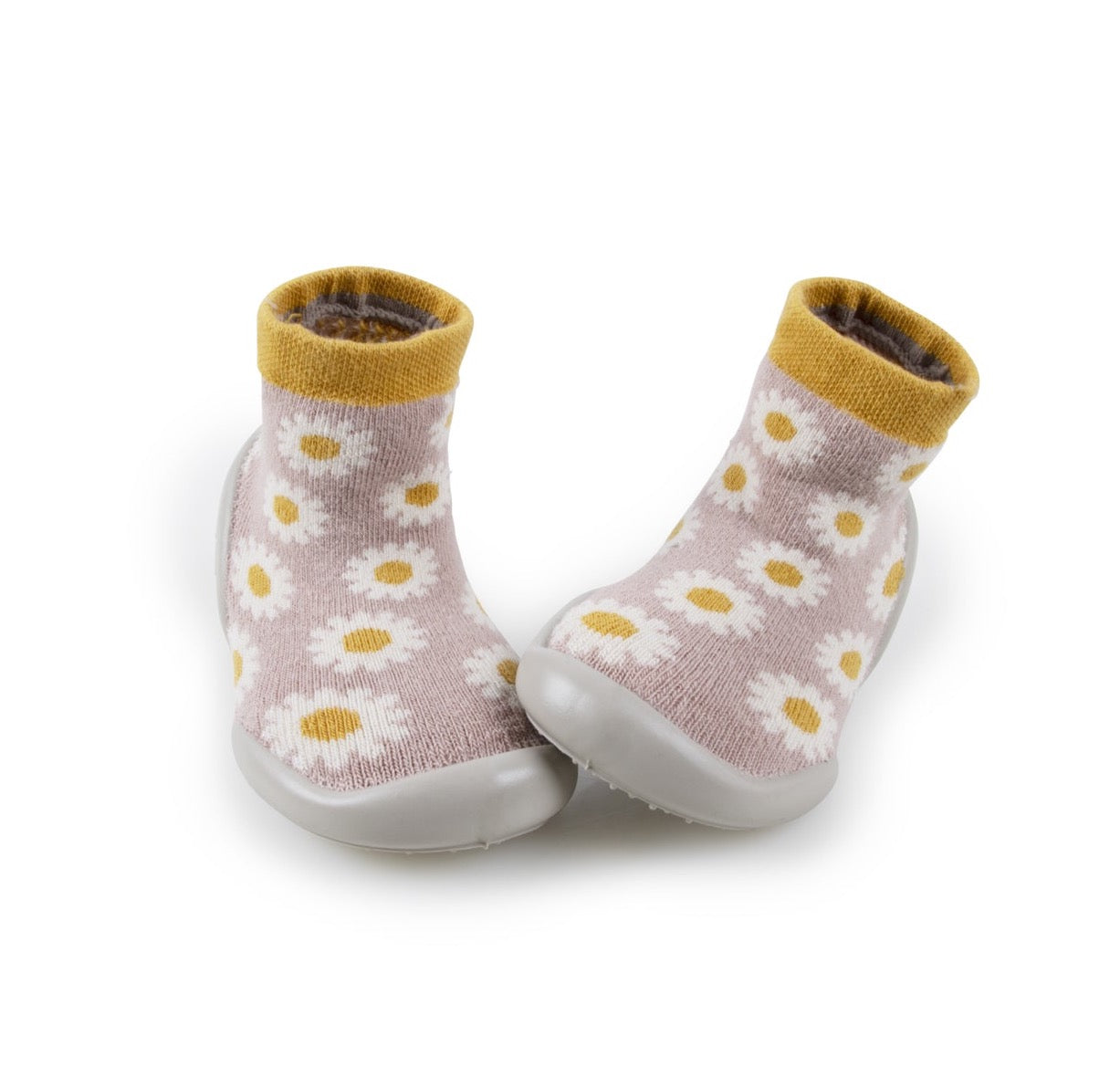 Collégien Haussocke Marguerite, puderrosa mit süßen weiß gelben Margeriten und gelbem Bündchen