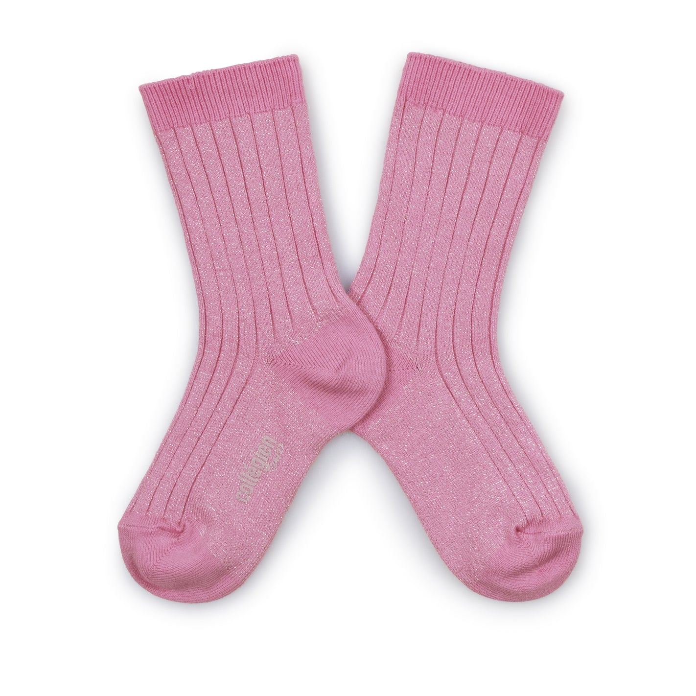 Collégien Glitzernde gerippte Socken VICTOIRE Rose Bonbon