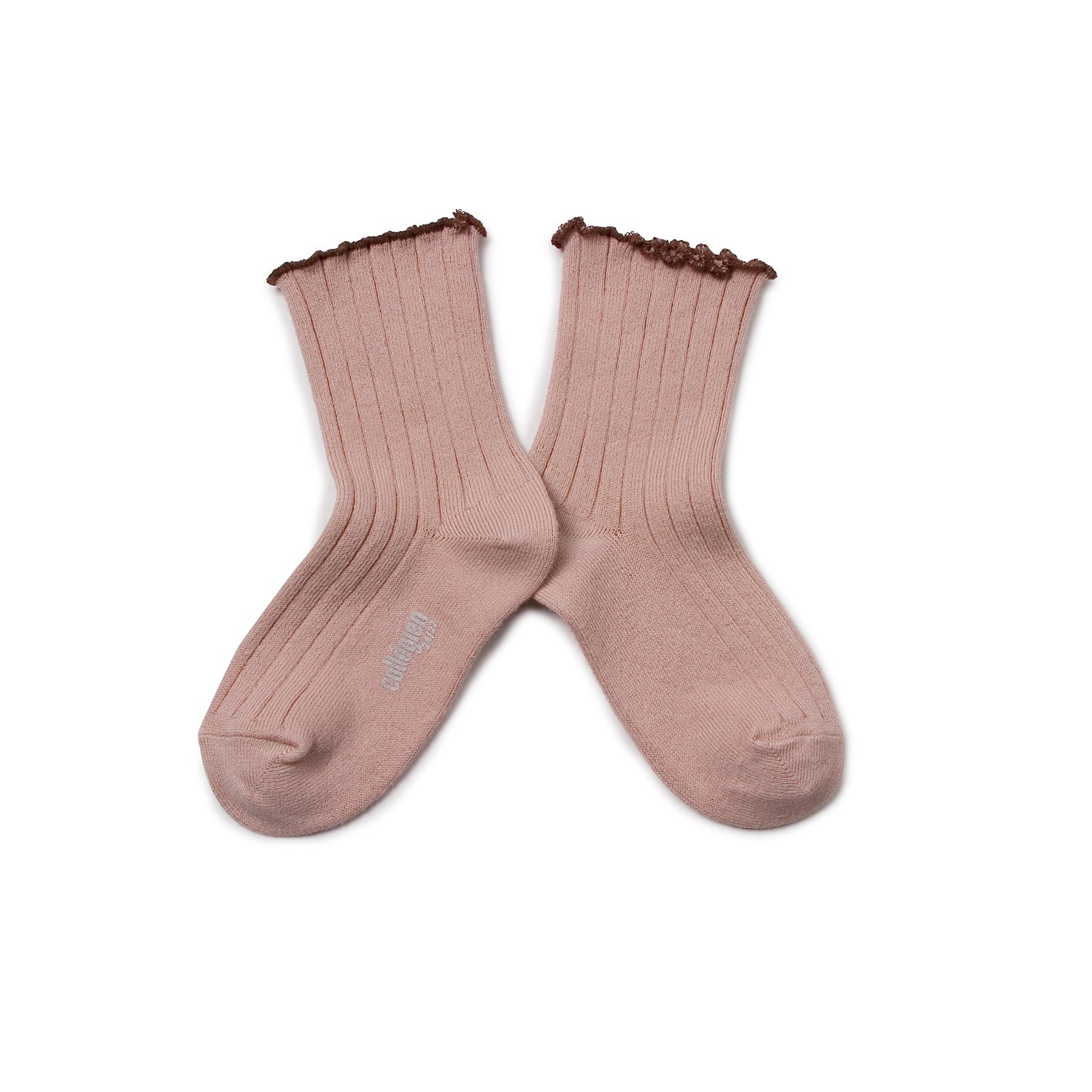 Collégien Wellenkante gerippte Socken DELPHINE Vieux Rose