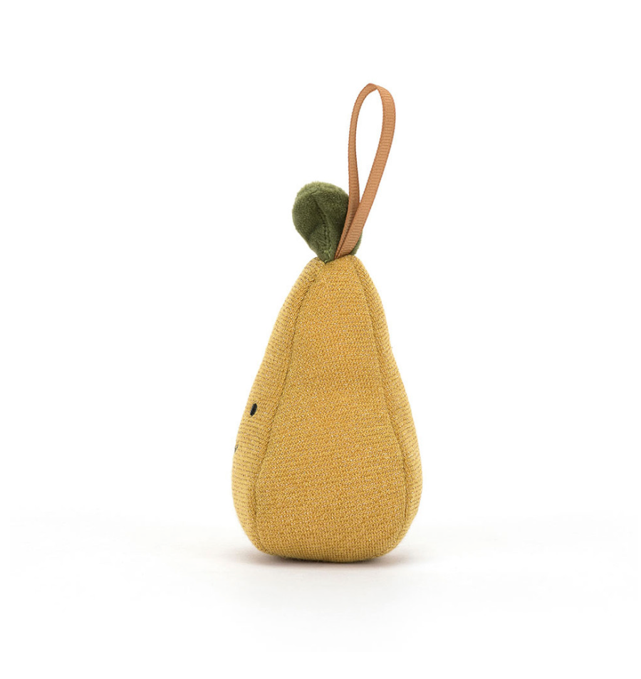 Niedliche Glitzer Birne mit süßem Gesicht zum Aufhngen und Kuscheln, seitenansicht