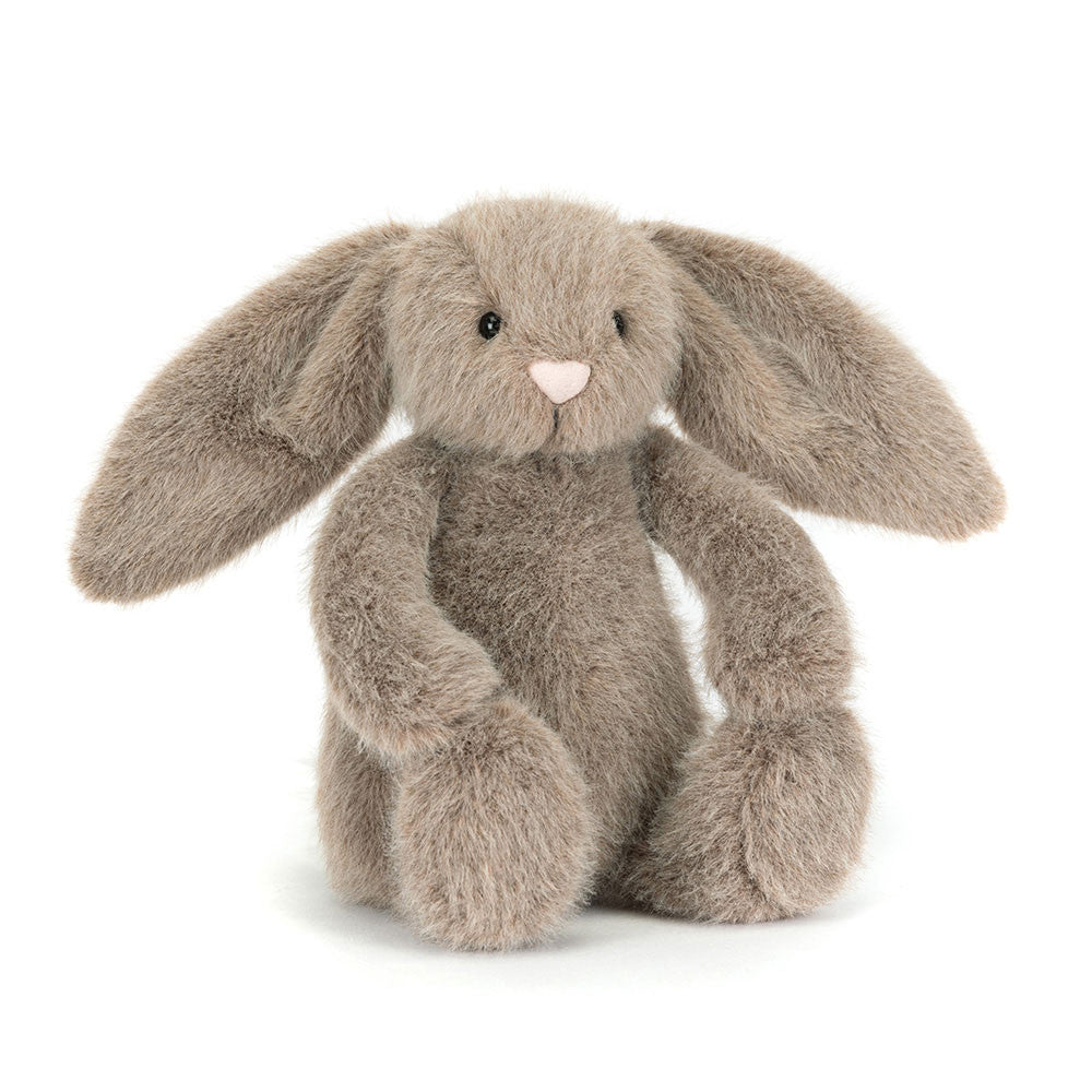 Kleiner Jellycat Fawn Flufflet Bunny als Hasen Plüschtier in sanftem Braun mit besonders weichem Fell, Vorderansicht