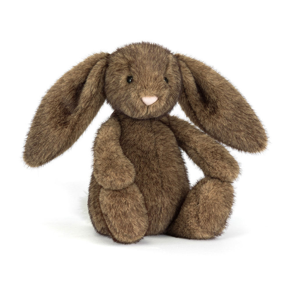Eleganter Jellycat Hoppleston Luxe Bunny Hase in braun mit besonders weichem Plüsch und edlem Look, Vorderansicht