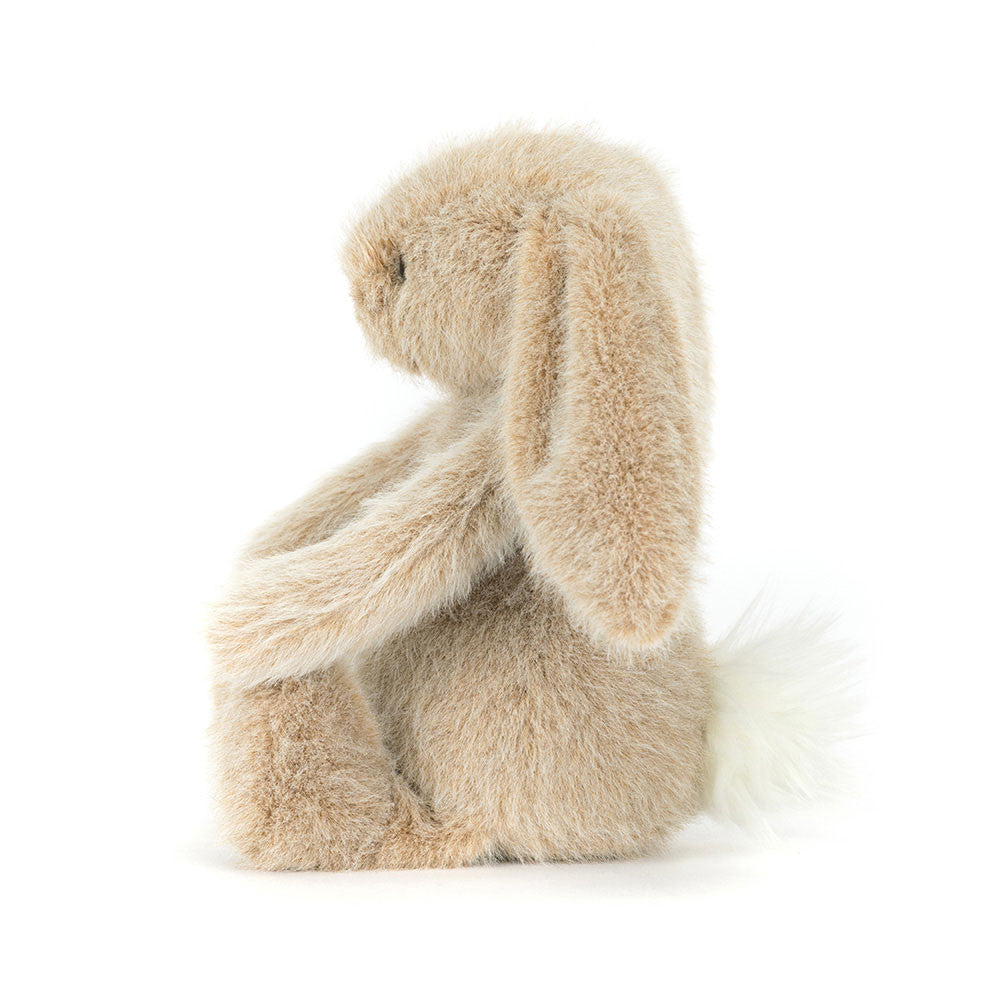 Kompakter Jellycat Bunny mit kuscheliger Textur und langen Ohren aus dem Flufflet Hasen Trio, Seitenansicht