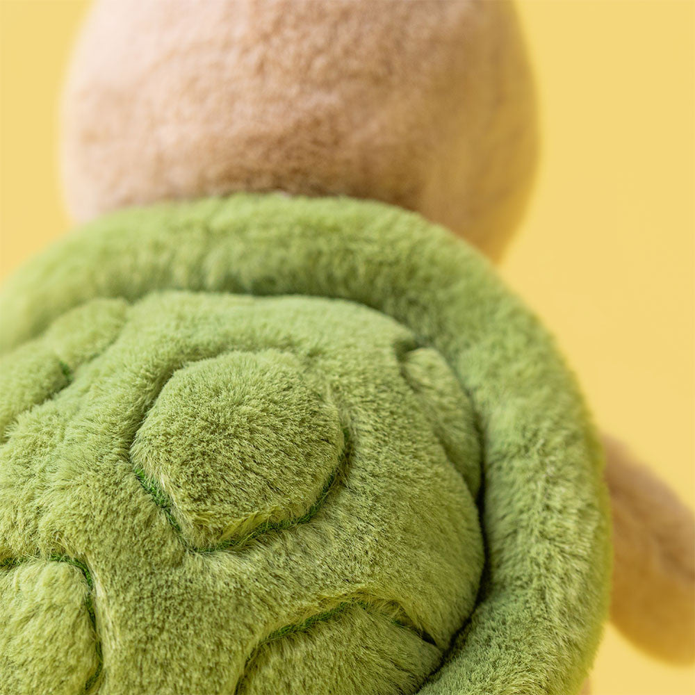 Jellycat Schildkröte Kuscheltier grün Thimble Turtle Plüsch weich Kinder Geschenk Detailansicht Panzer
