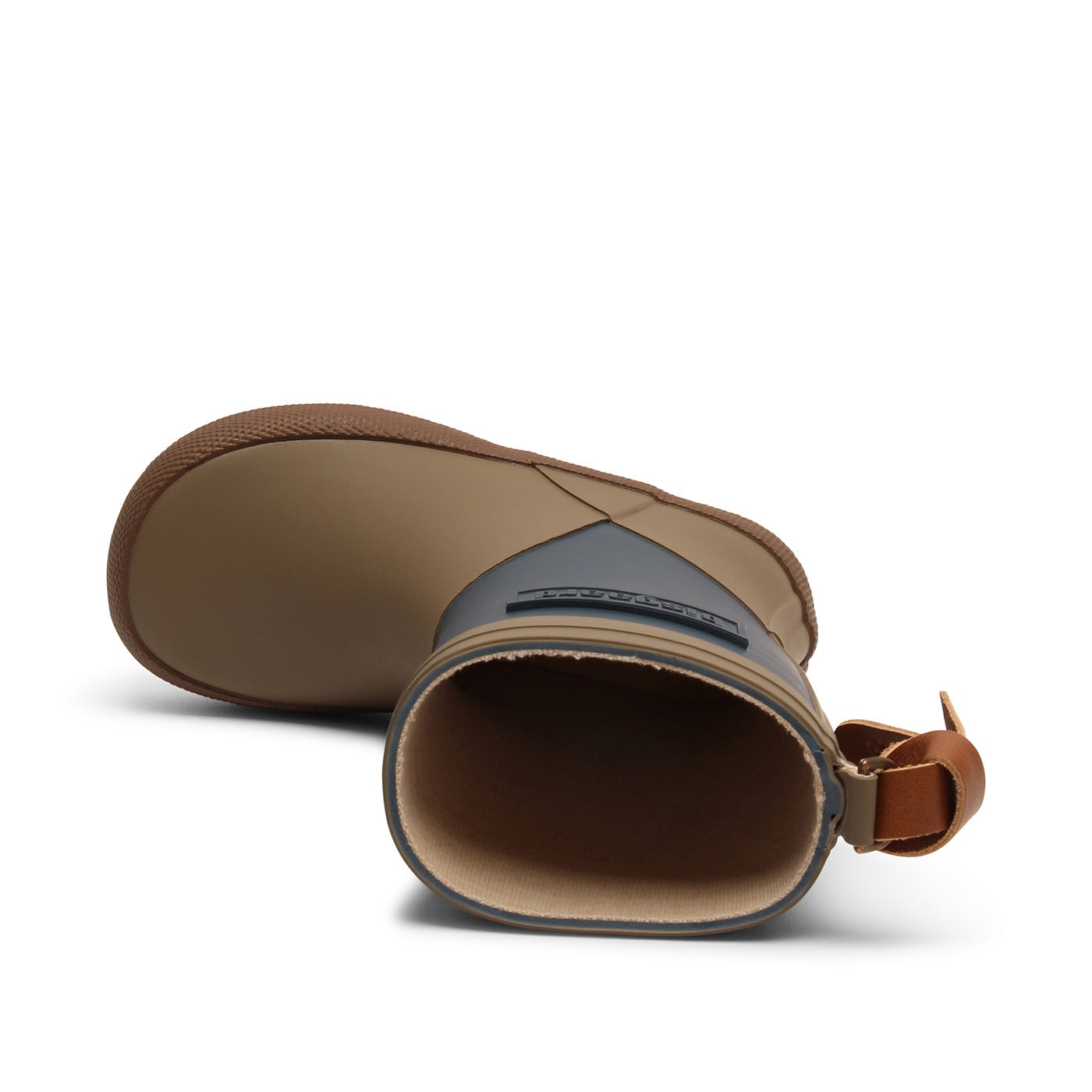 Coole Bisgaard Gummistiefel Blueberry. Blau Braun gemustert, Ansicht Auf der Seite liegend