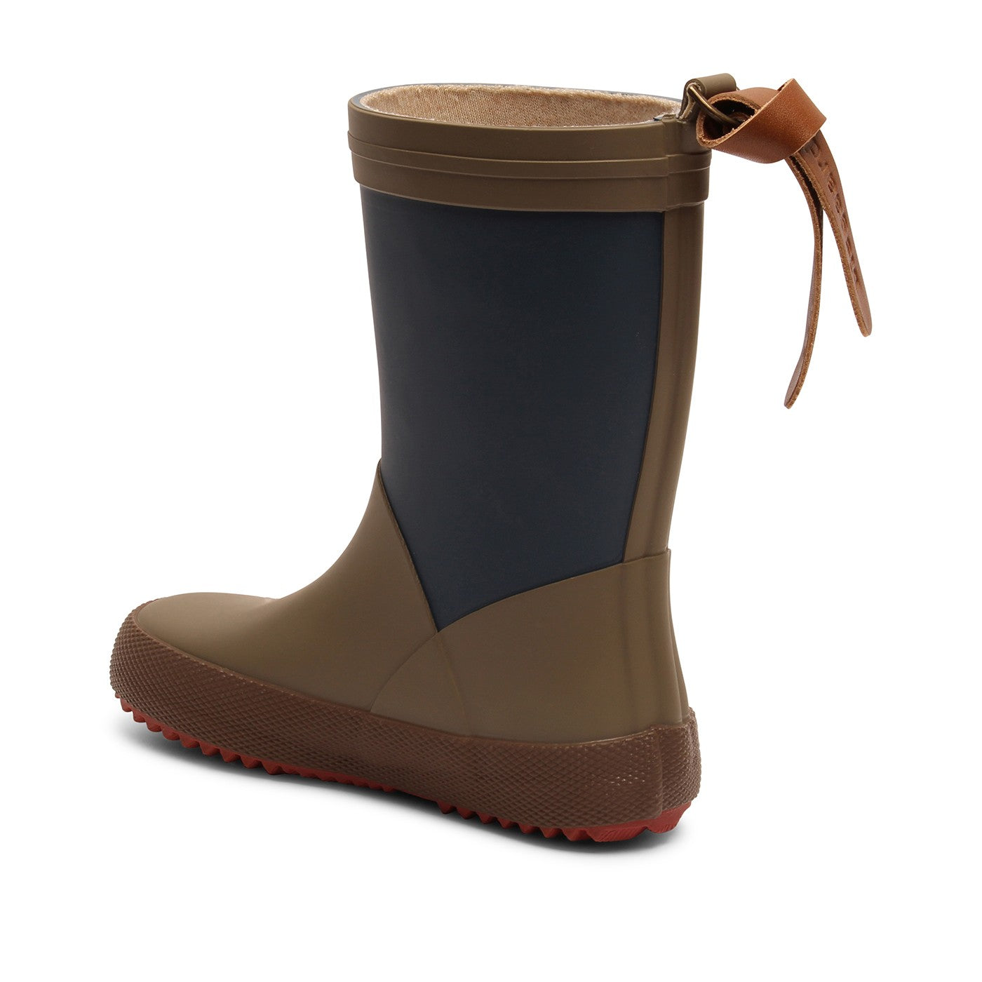 Coole Bisgaard Gummistiefel Blueberry. Blau Braun gemustert, Ansicht Von schräg hinten