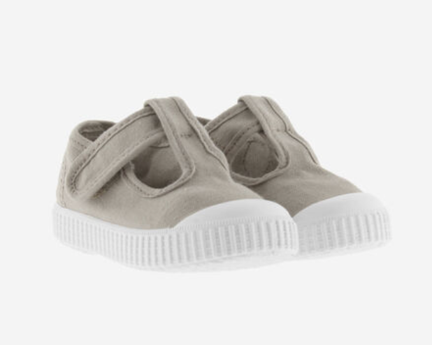 Victoria Vegane Baumwoll-Sandale Beige mit Klettverschluss - keks.