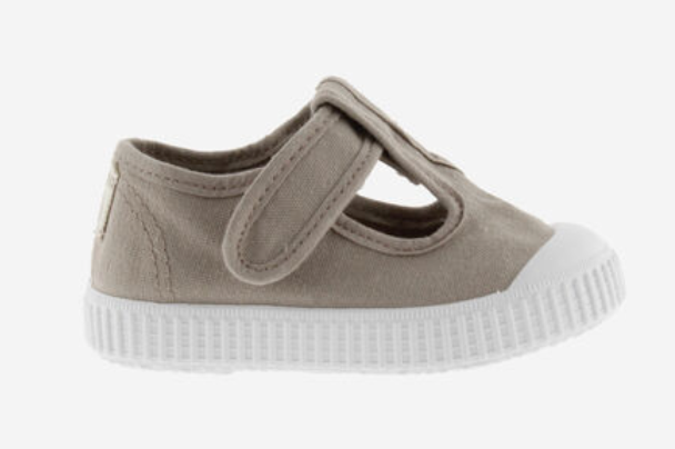 Victoria Vegane Baumwoll-Sandale Beige mit Klettverschluss - keks.