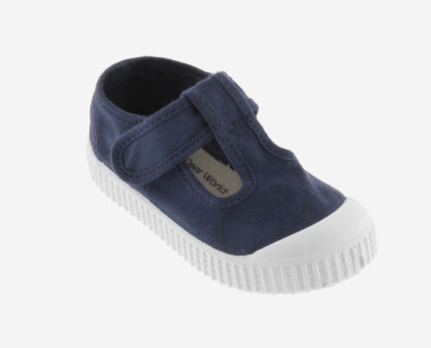 Victoria Vegane Baumwoll-Sandale Dunkelblau Marino mit Klettverschluss - keks.