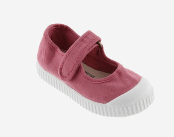 Victoria Vegane Baumwoll Ballerina Frambuesa mit Klettverschluss - keks.