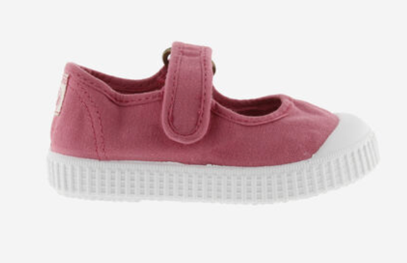 Victoria Vegane Baumwoll Ballerina Frambuesa mit Klettverschluss - keks.