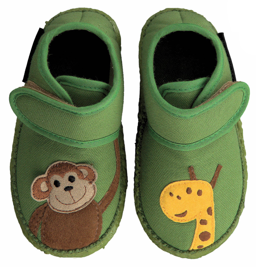Nanga Grüner Affe Weiche Hausschuhe aus Baumwolle mit Klettverschluss - keks.