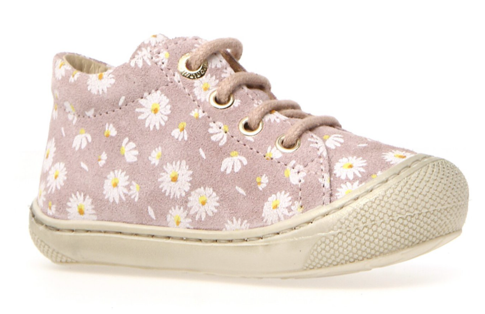 Hochschuh von Naturino in Pink mit Gänseblümchenmuster und cremefarbener Sohle.